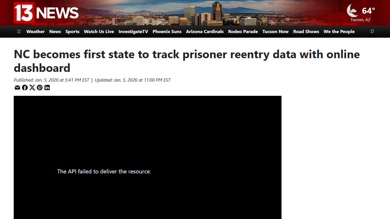 NC becomes first state to track prisoner reentry data with online dashboard